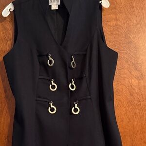 Black Sleeveless Vest with Gold Accents